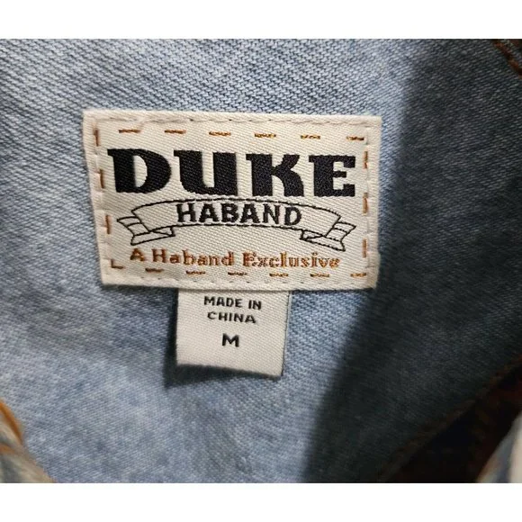 VTG Duke Haband USA Army Jungle Patch Flannel Lined Denim Full Zip Jacket Size M - Picture 3 of 16